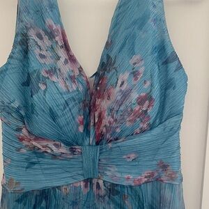 Floral Blue Halter Dress